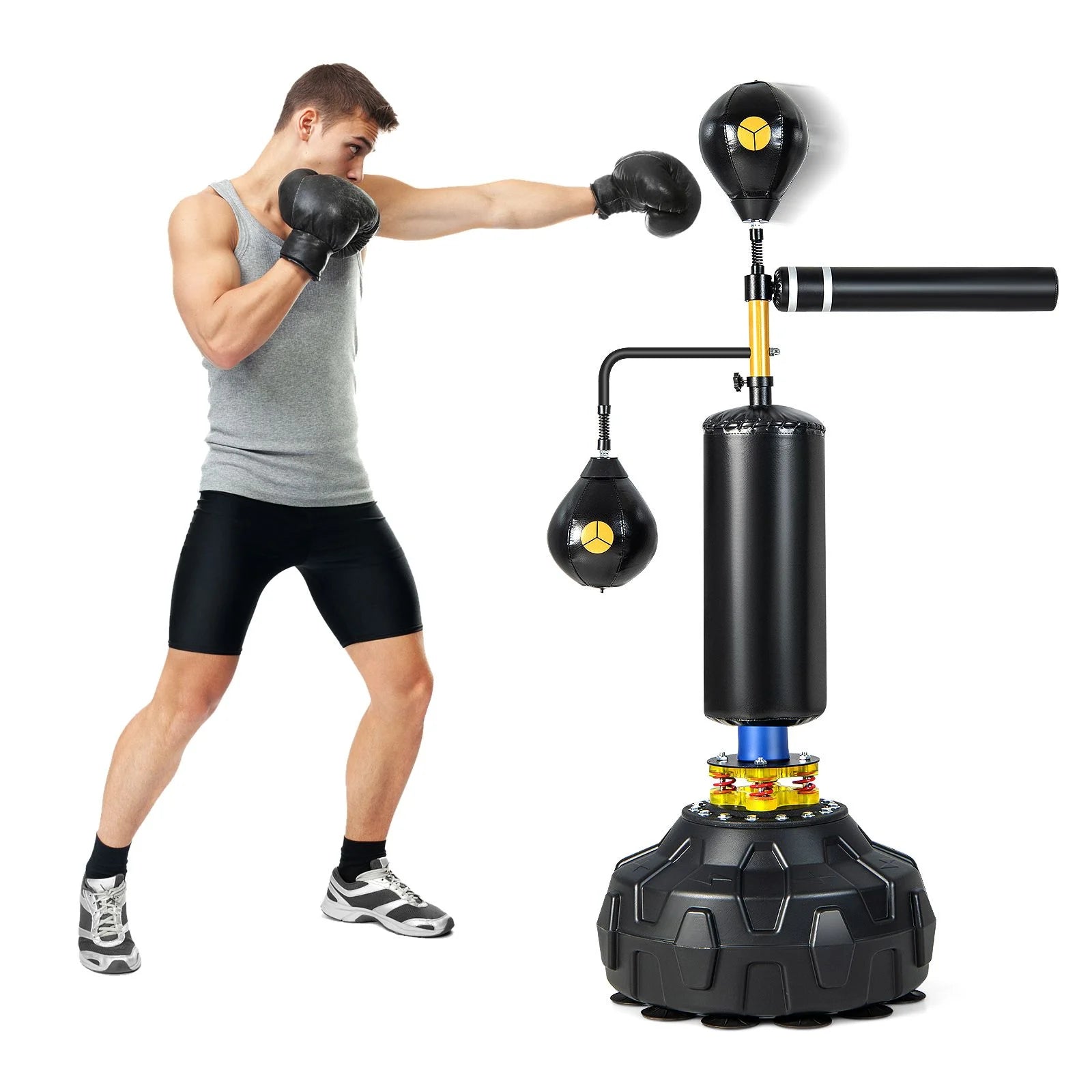 360° Spinning Boxing Speed Trainer with Dual Speed Balls – Improve Reaction & Hand-Eye Coordination