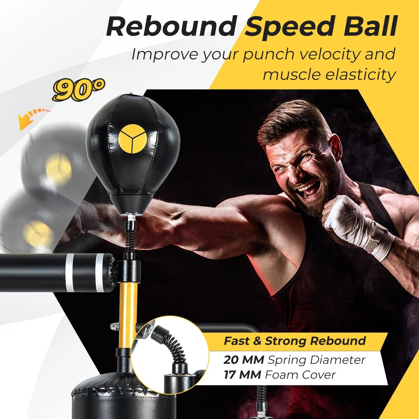 360° Spinning Boxing Speed Trainer with Dual Speed Balls – Improve Reaction & Hand-Eye Coordination