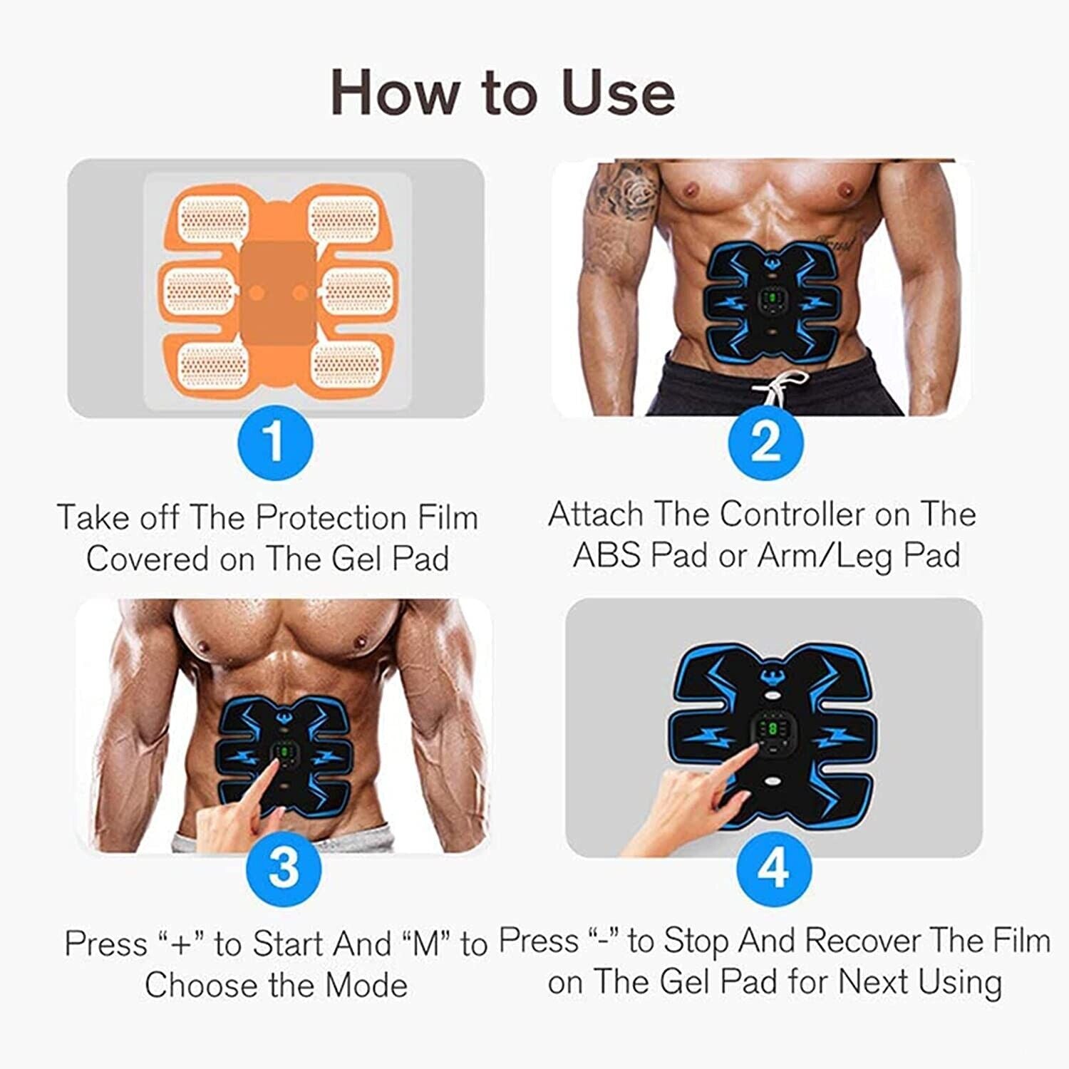 Rechargeable EMS ABS Trainer – Muscle Stimulator & Toning Belt for Fitness