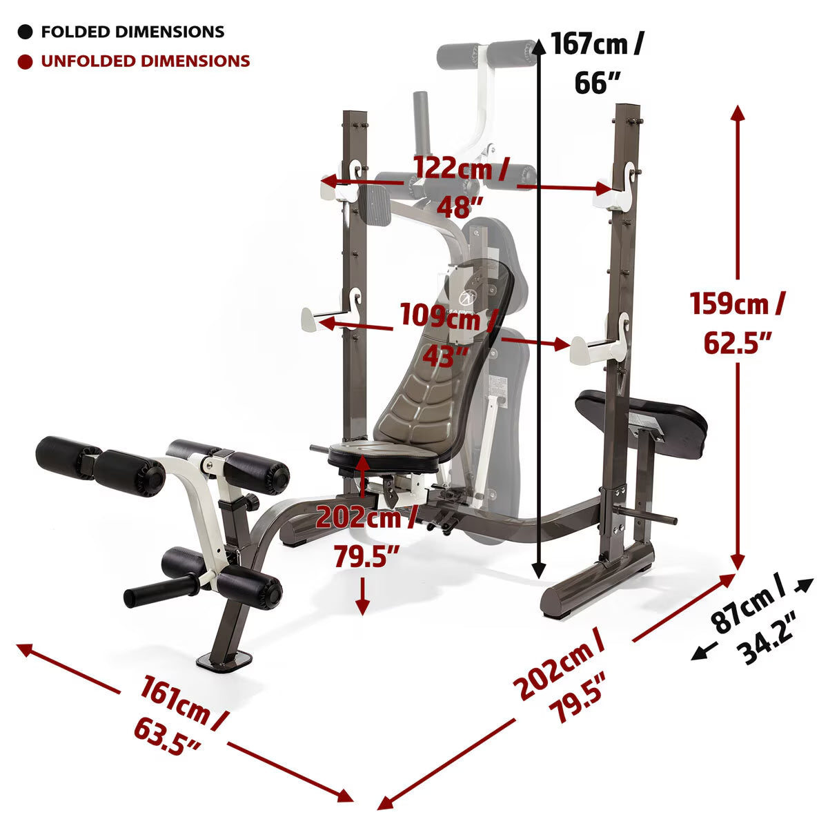 Folding Olympic Barbell Bench & Squat Rack – Compact & Versatile Gym Gear