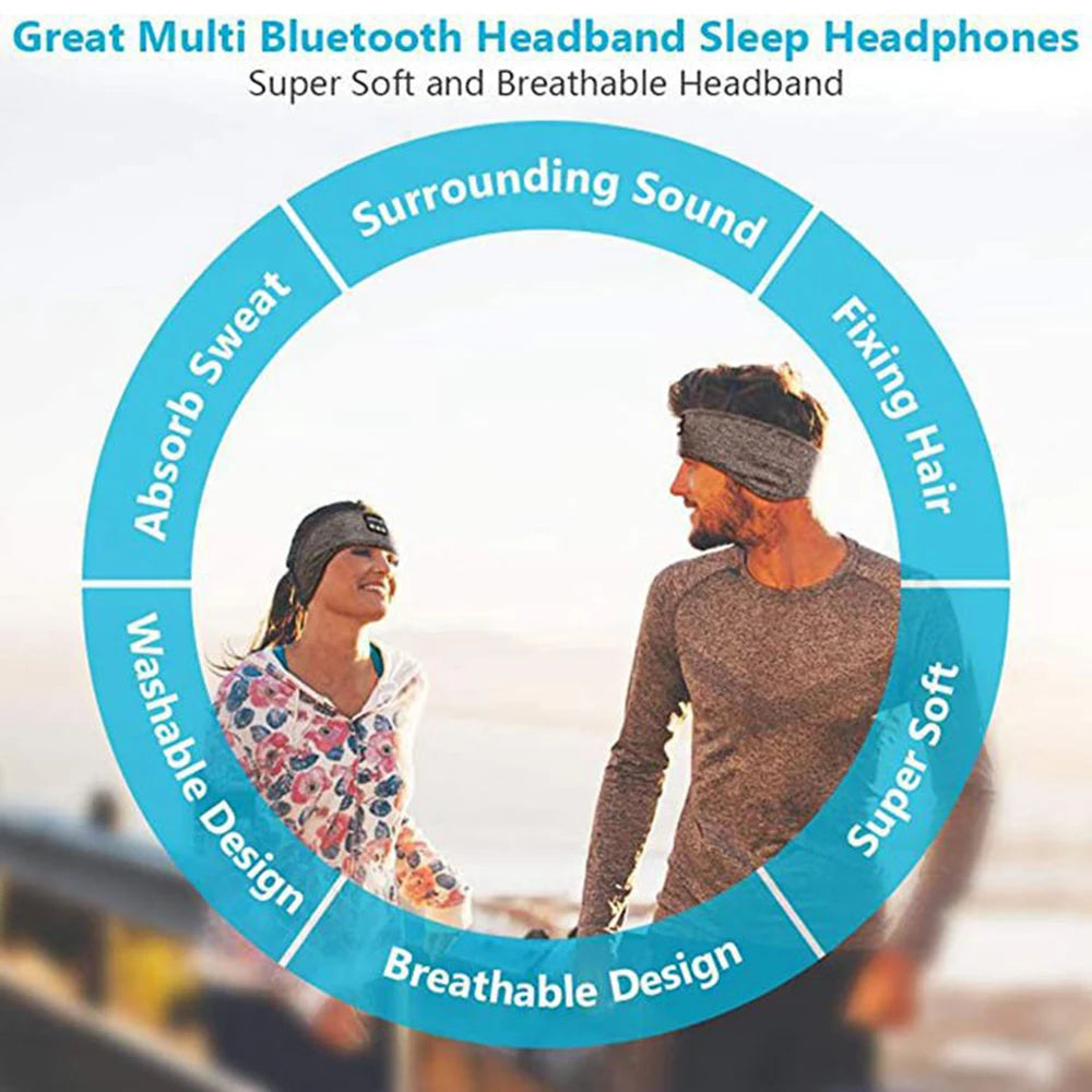 Bluetooth Sports Sleeping Headband: Wireless Music Eye Mask & Elastic Earphones Headset