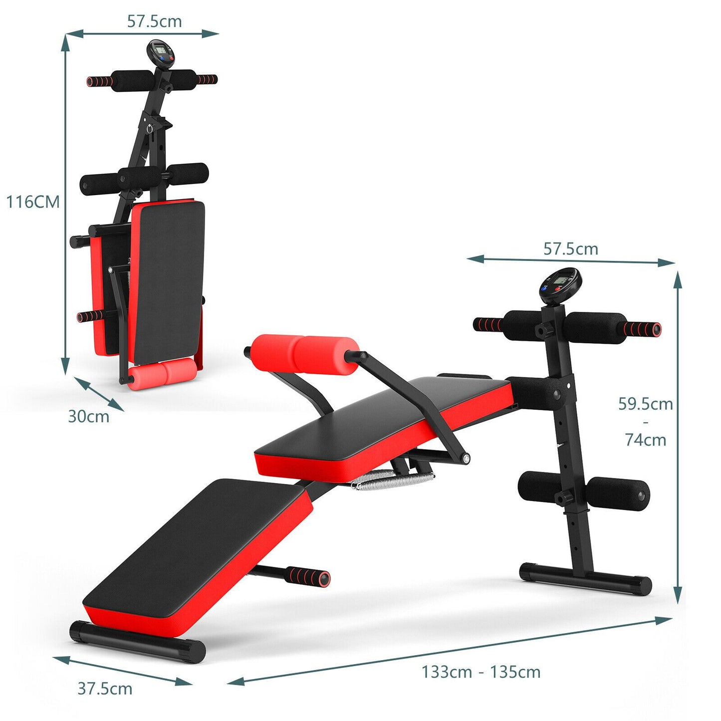 Foldable Adjustable Multi-Workout Weight Bench with LCD – Home Gym Essential