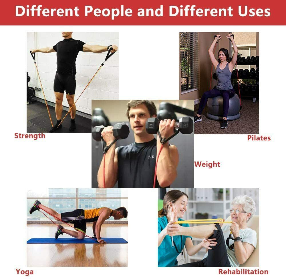 11-Piece Resistance Bands Set for Workout, Crossfit, Yoga & Fitness Training