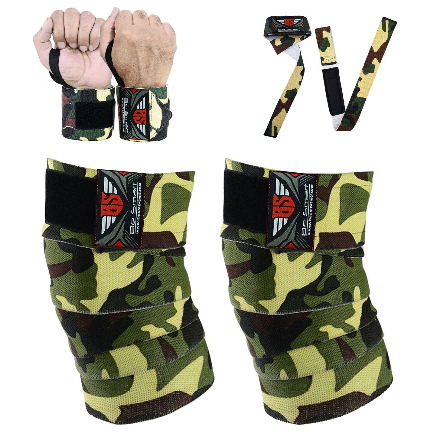 Premium Knee Wraps & Wrist Straps for Gym Training, Weightlifting & Bodybuilding