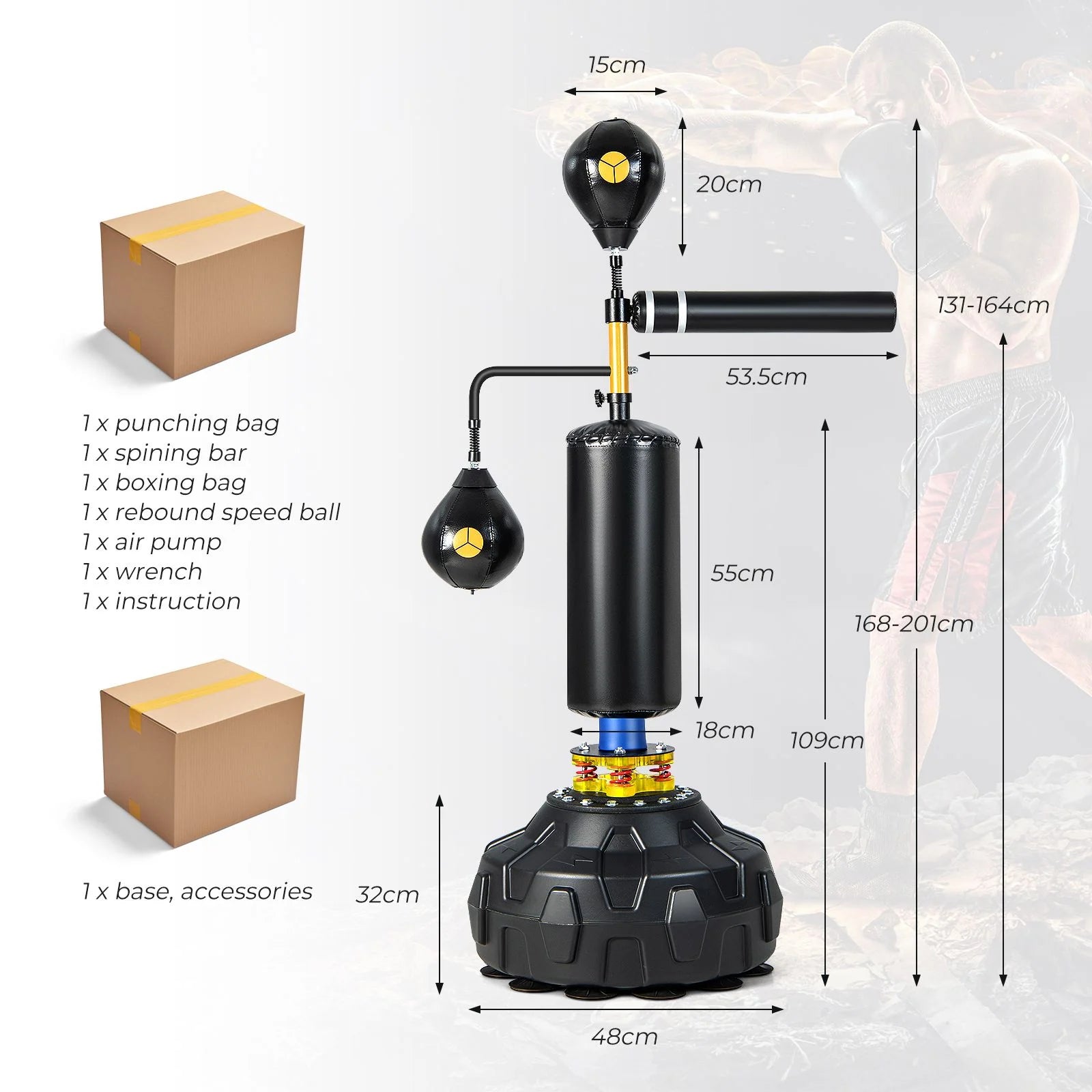 360° Spinning Boxing Speed Trainer with Dual Speed Balls – Improve Reaction & Hand-Eye Coordination