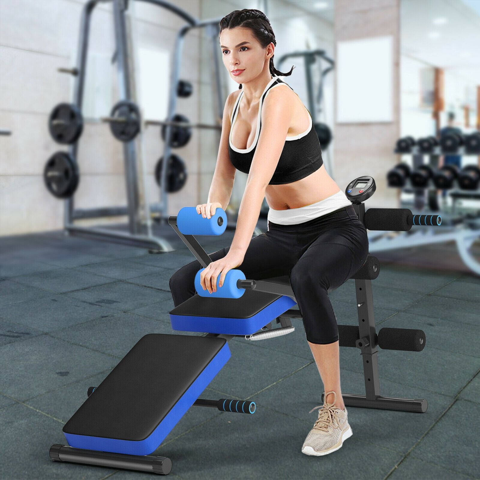 Foldable Adjustable Multi-Workout Weight Bench with LCD – Home Gym Essential