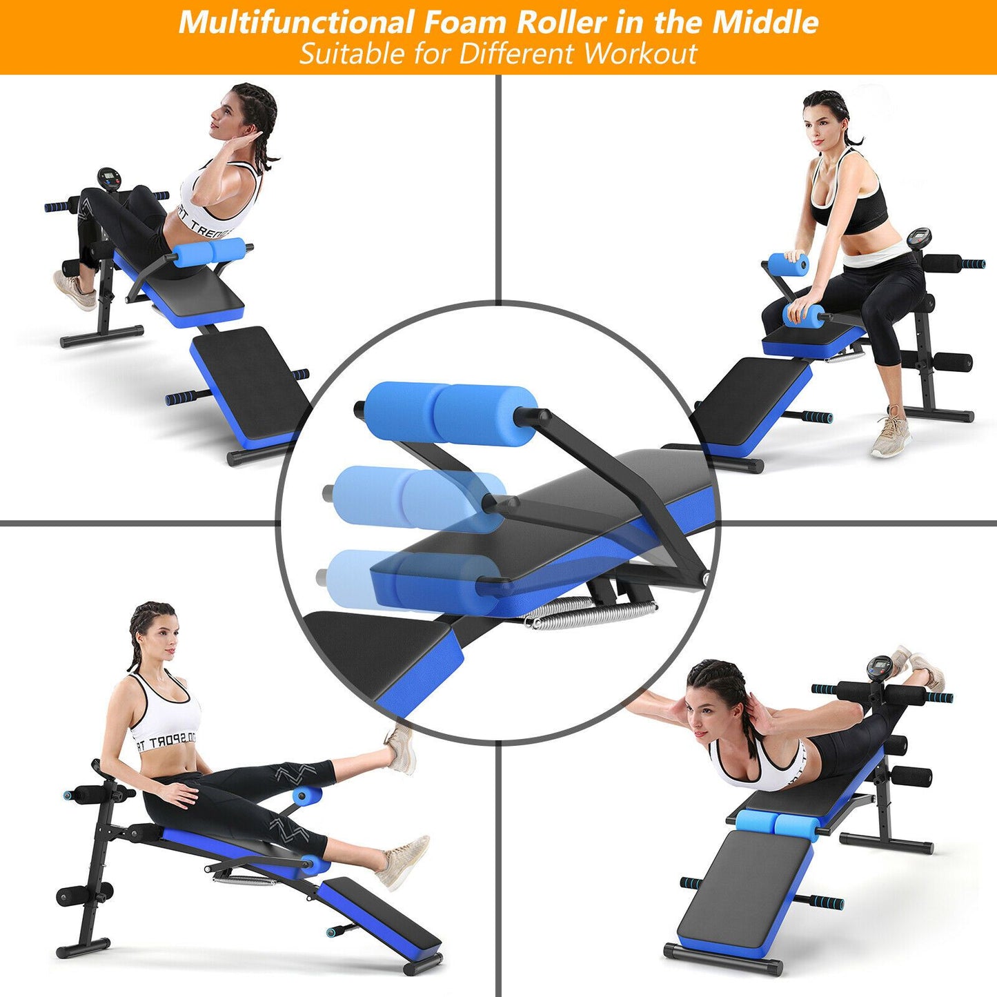 Foldable Adjustable Multi-Workout Weight Bench with LCD – Home Gym Essential