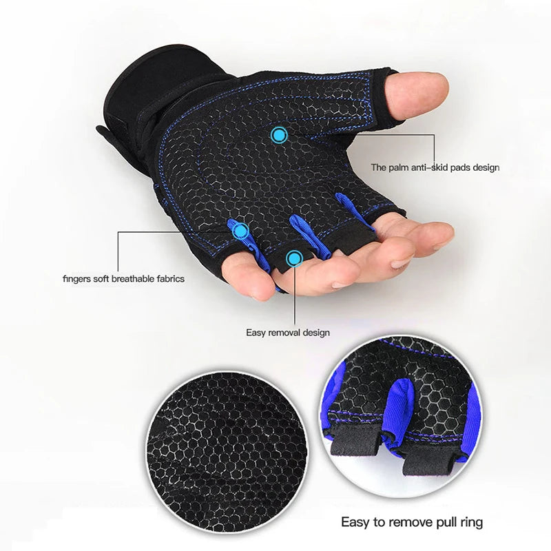 Gym Gloves for Men & Women - Weight Lifting, Fitness, Cycling & Shockproof Wristband Gloves for Training