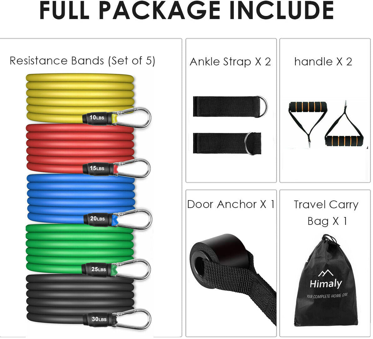 11-Piece Resistance Bands Set for Workout, Crossfit, Yoga & Fitness Training