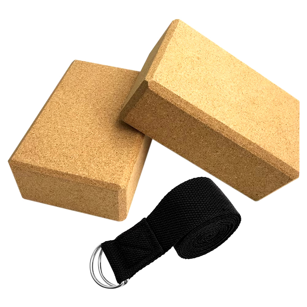 3PCS High-Density Cork Yoga Blocks for Home Gym - Soft, Eco-Friendly Wood Exercise Bricks for Indoor Workout & Fitness