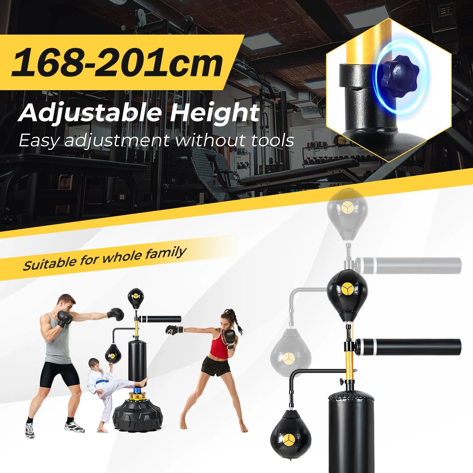 360° Spinning Boxing Speed Trainer with Dual Speed Balls – Improve Reaction & Hand-Eye Coordination