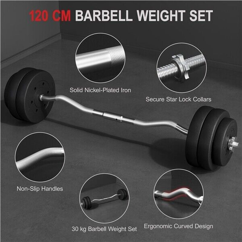 Adjustable Barbell Weight Set for Home Gym - 30Kg/25Kg/20Kg, Ideal for Fitness