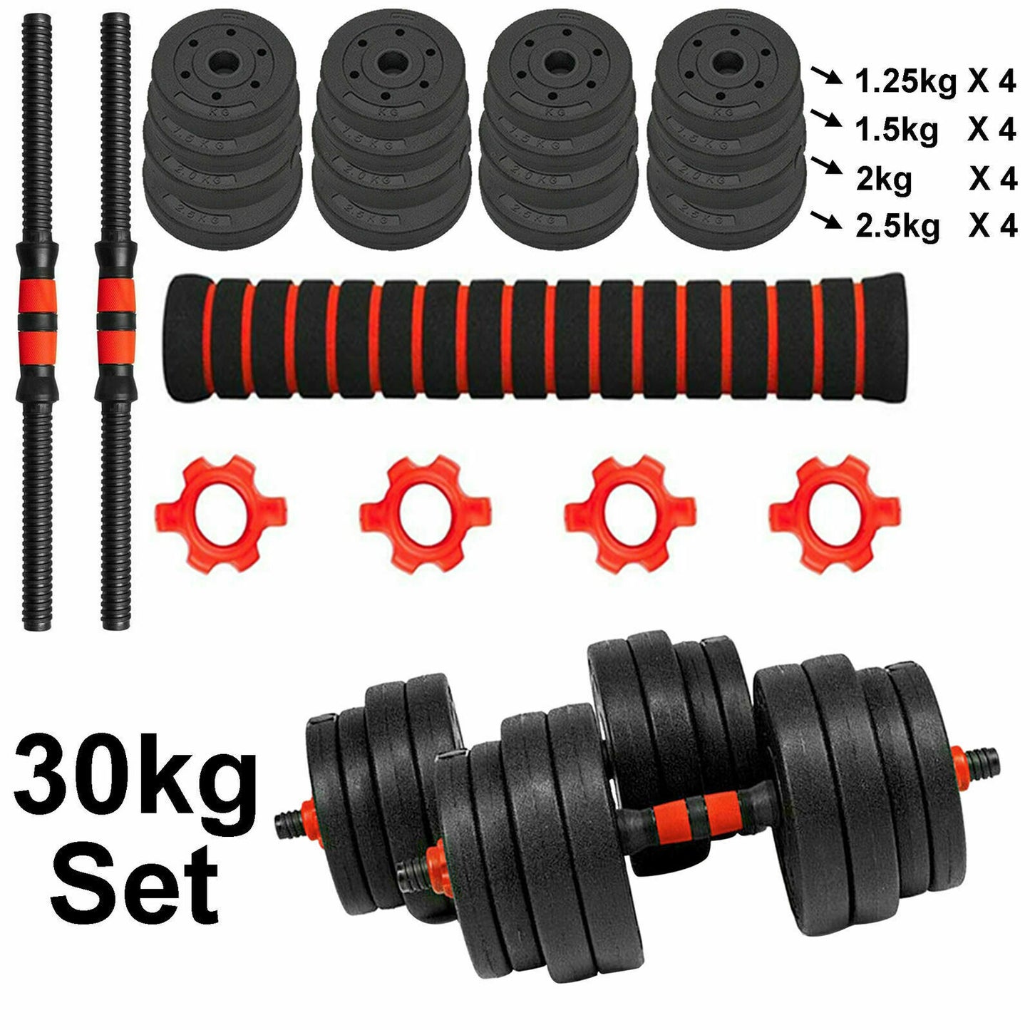 20/30/40kg Dumbbell & Barbell Weight Set – Pair of Hand Weights for Gym Fitness Workout