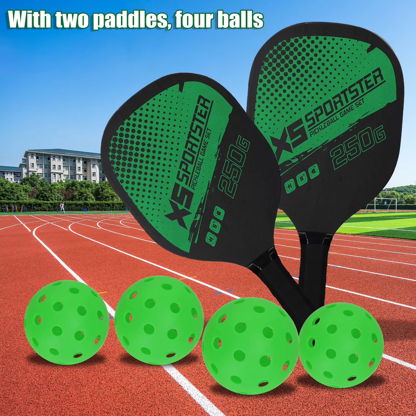 Pickleball Paddle Set – 2 Rackets & 4 Balls | Pro Pickleball Racquet for All Levels