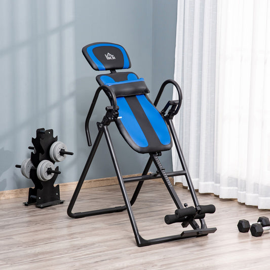 Foldable Gravity Inversion Table & Fitness Bench with Soft Ankle Cushions for Home Use