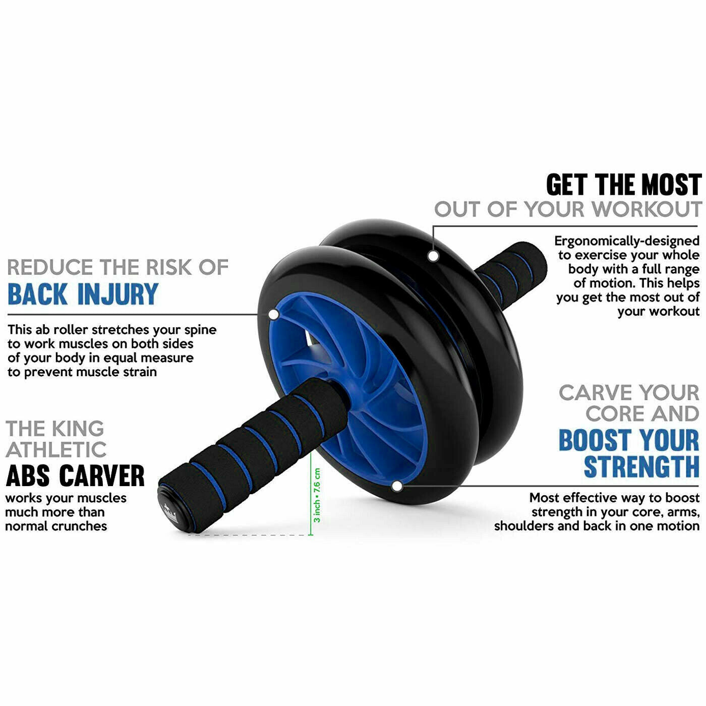 AB Wheel Roller - Core Strength & Abdominal Workout Equipment for Body Fitness