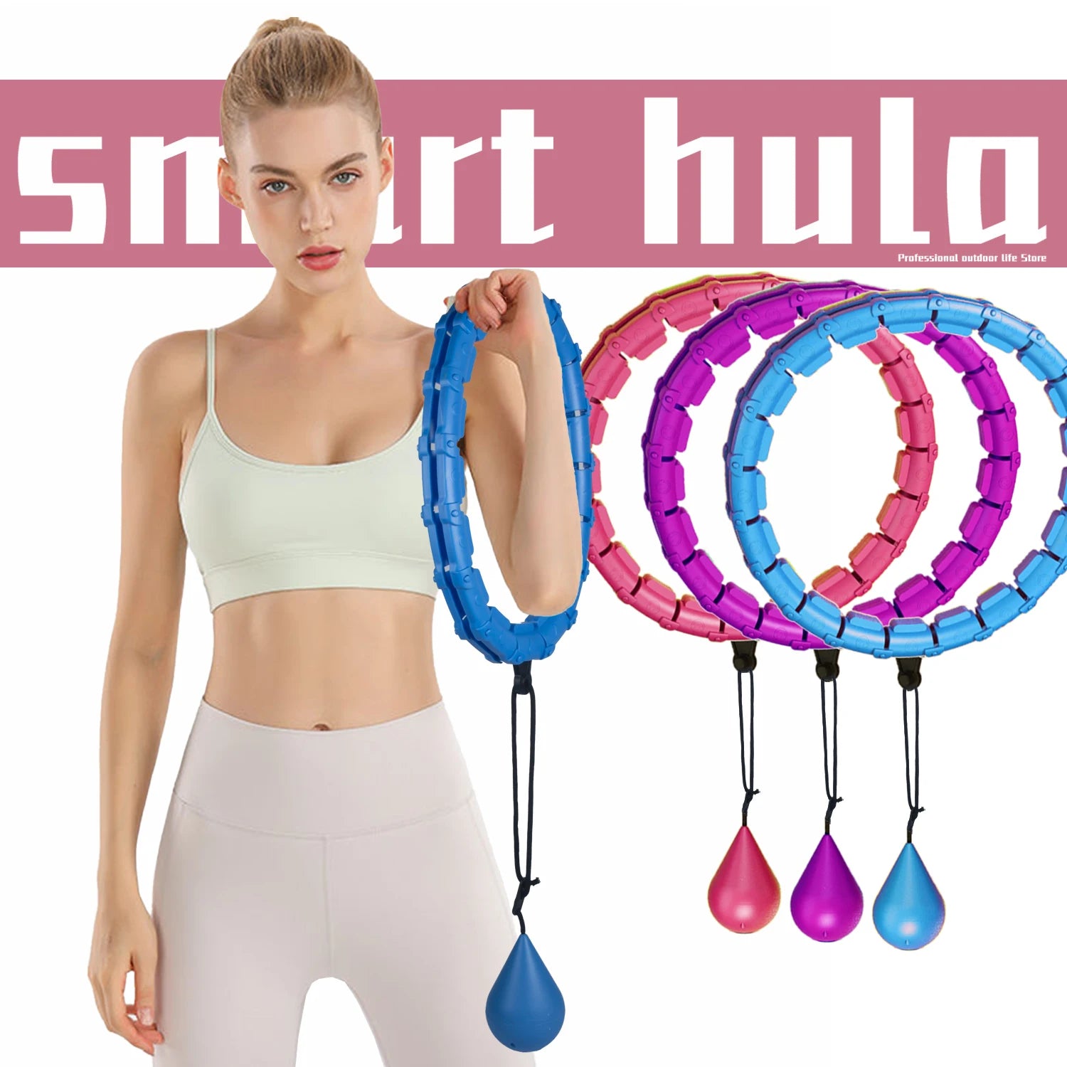 Adjustable Weighted Hula Hoop – Detachable, Massaging, & Perfect for Weight Loss!