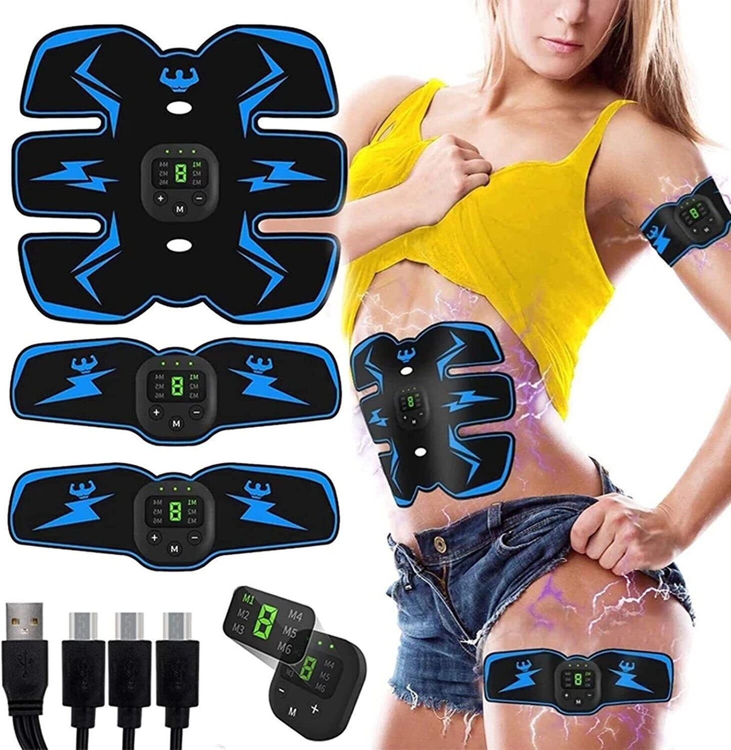 Rechargeable EMS ABS Trainer – Muscle Stimulator & Toning Belt for Fitness