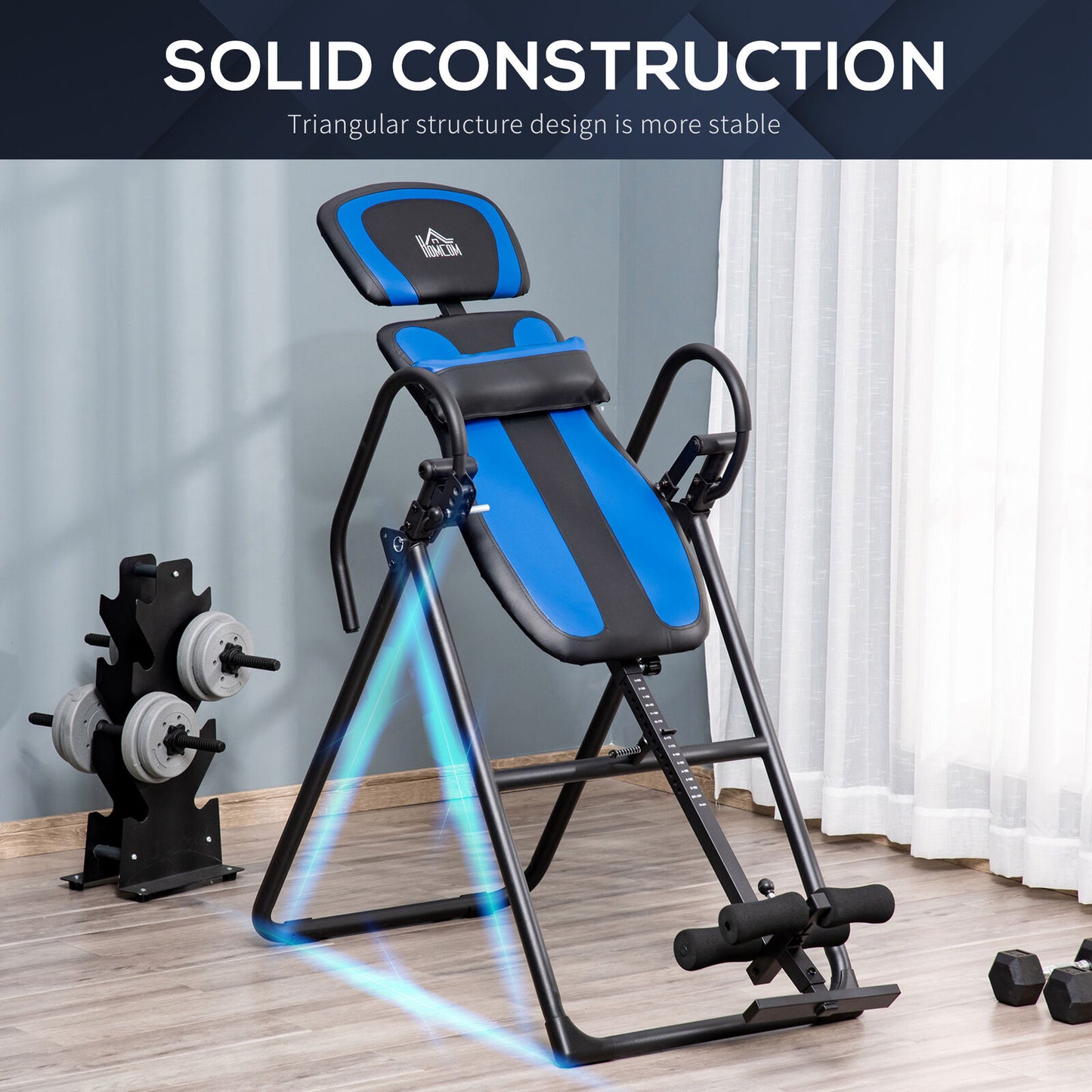 Foldable Gravity Inversion Table & Fitness Bench with Soft Ankle Cushions for Home Use