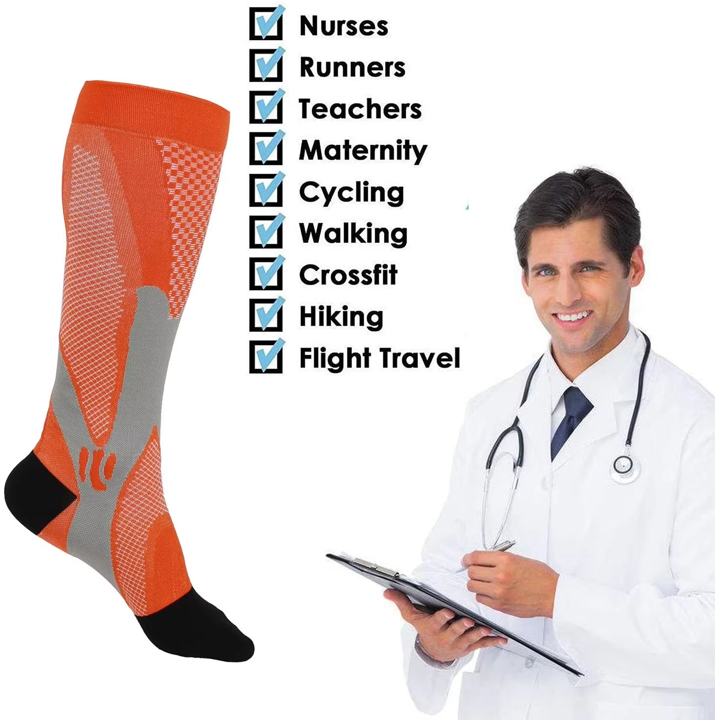 Compression Socks 30mmHg – Anti-Fatigue, Athletic & Medical Support for Men & Women