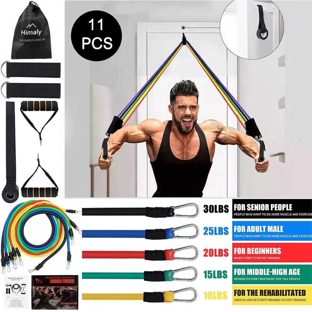 11-Piece Resistance Bands Set for Workout, Crossfit, Yoga & Fitness Training