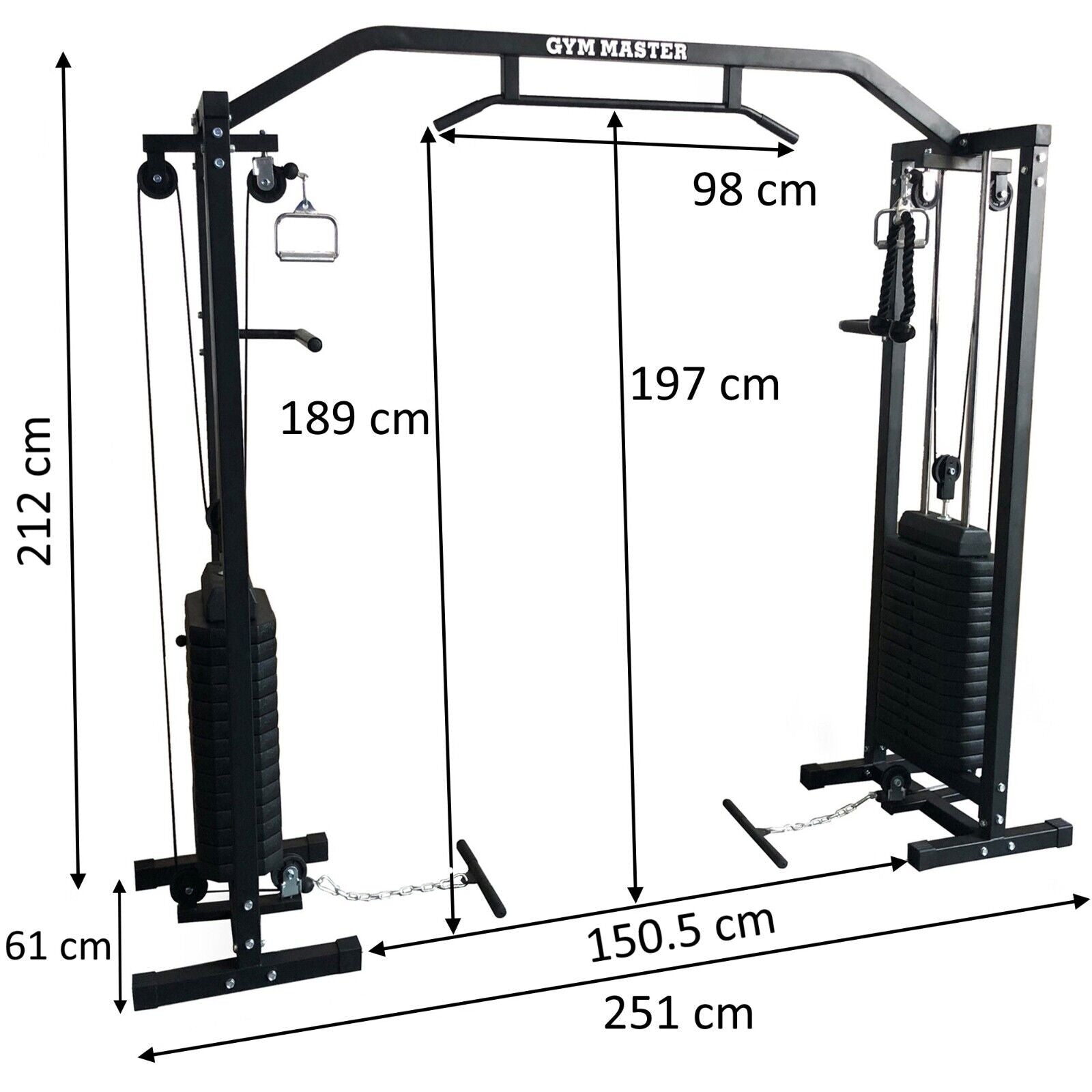 GYM MASTER 180kg Cable Crossover Machine Multi-Station Pull-Up & Strength Training Cage