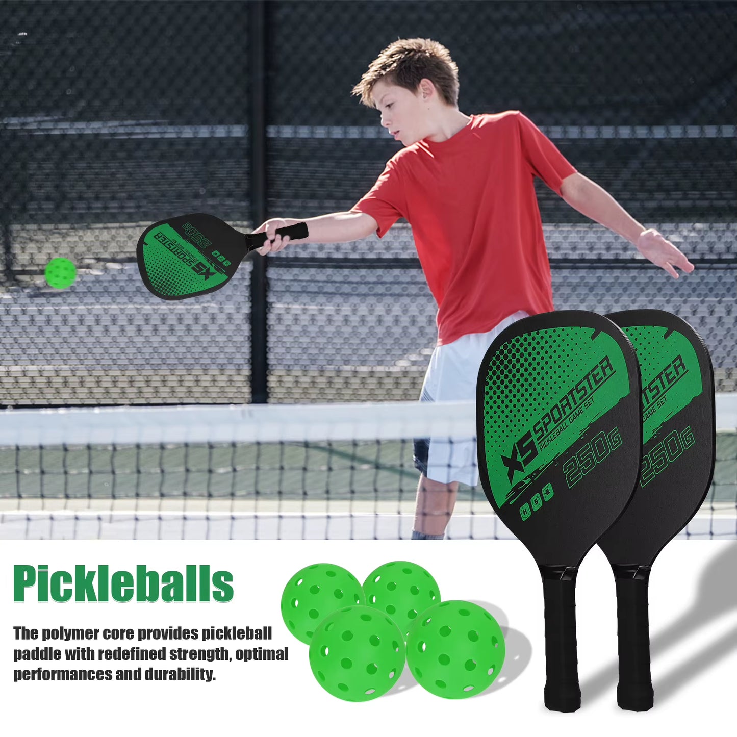 Pickleball Paddle Set – 2 Rackets & 4 Balls | Pro Pickleball Racquet for All Levels