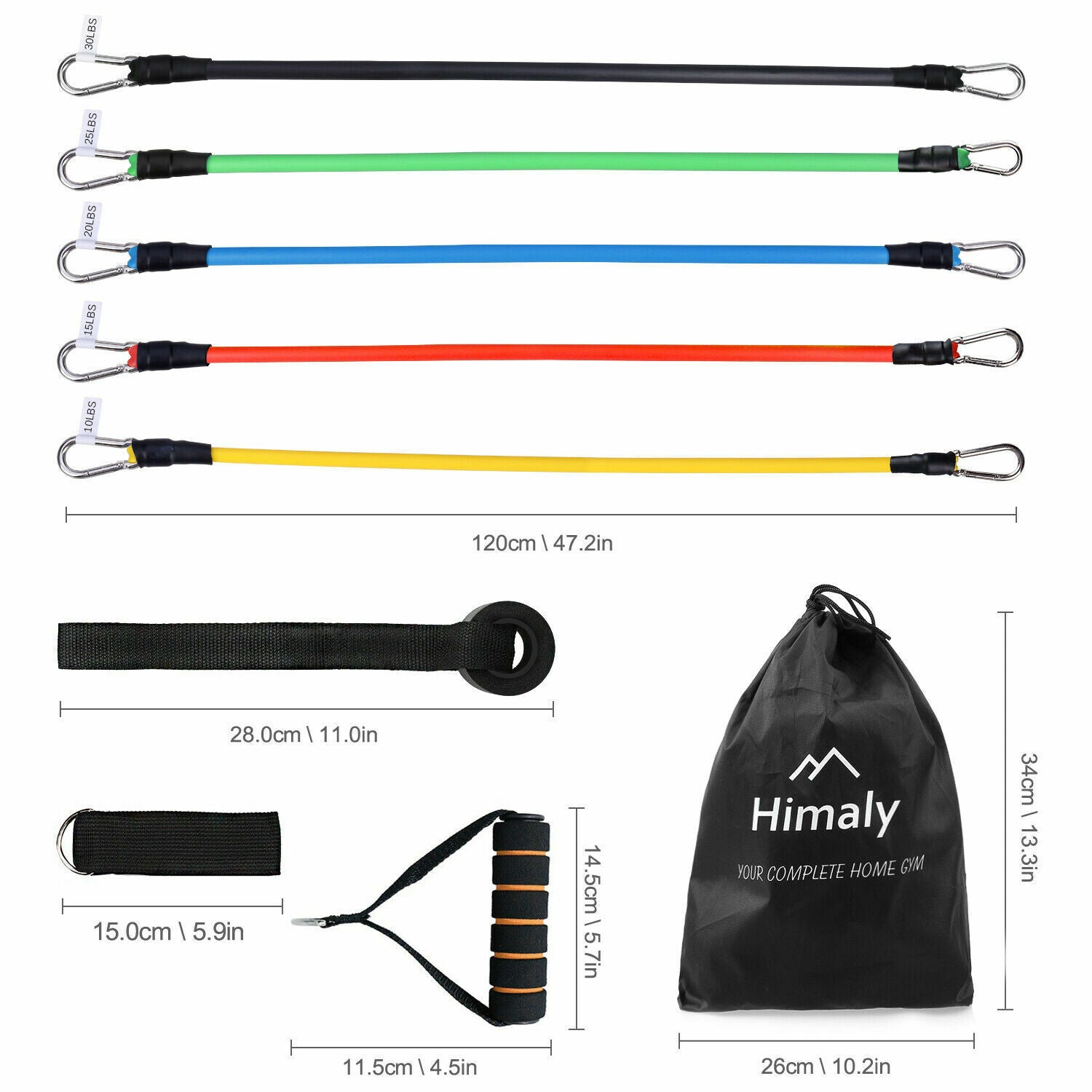 11-Piece Resistance Bands Set for Workout, Crossfit, Yoga & Fitness Training