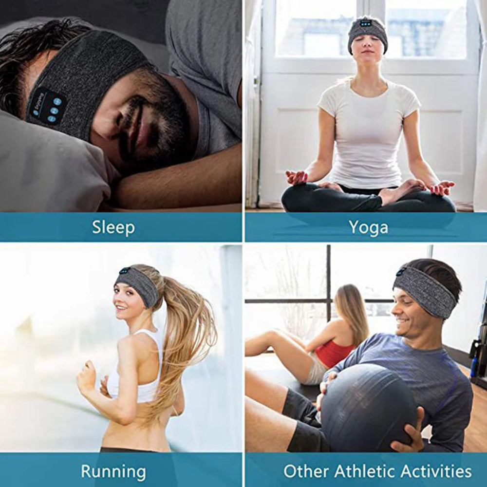 Bluetooth Sports Sleeping Headband: Wireless Music Eye Mask & Elastic Earphones Headset