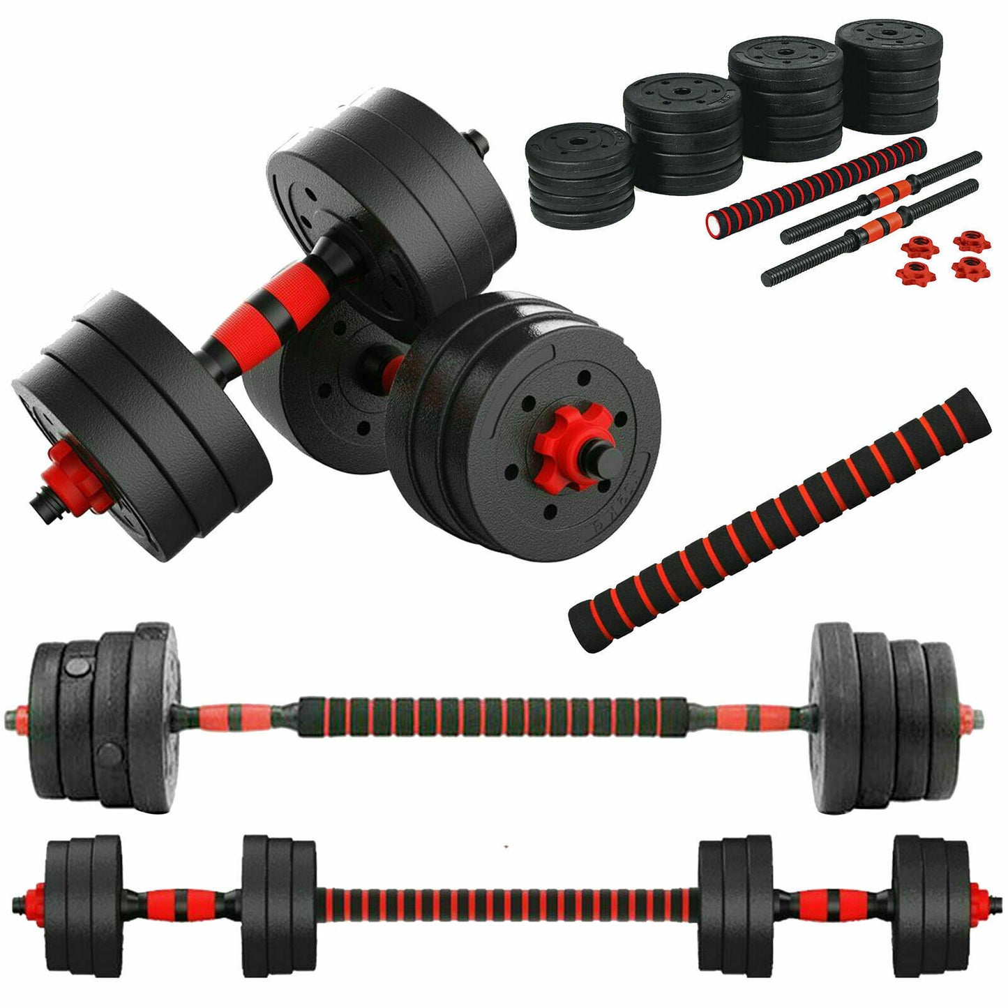 20/30/40kg Dumbbell & Barbell Weight Set – Pair of Hand Weights for Gym Fitness Workout