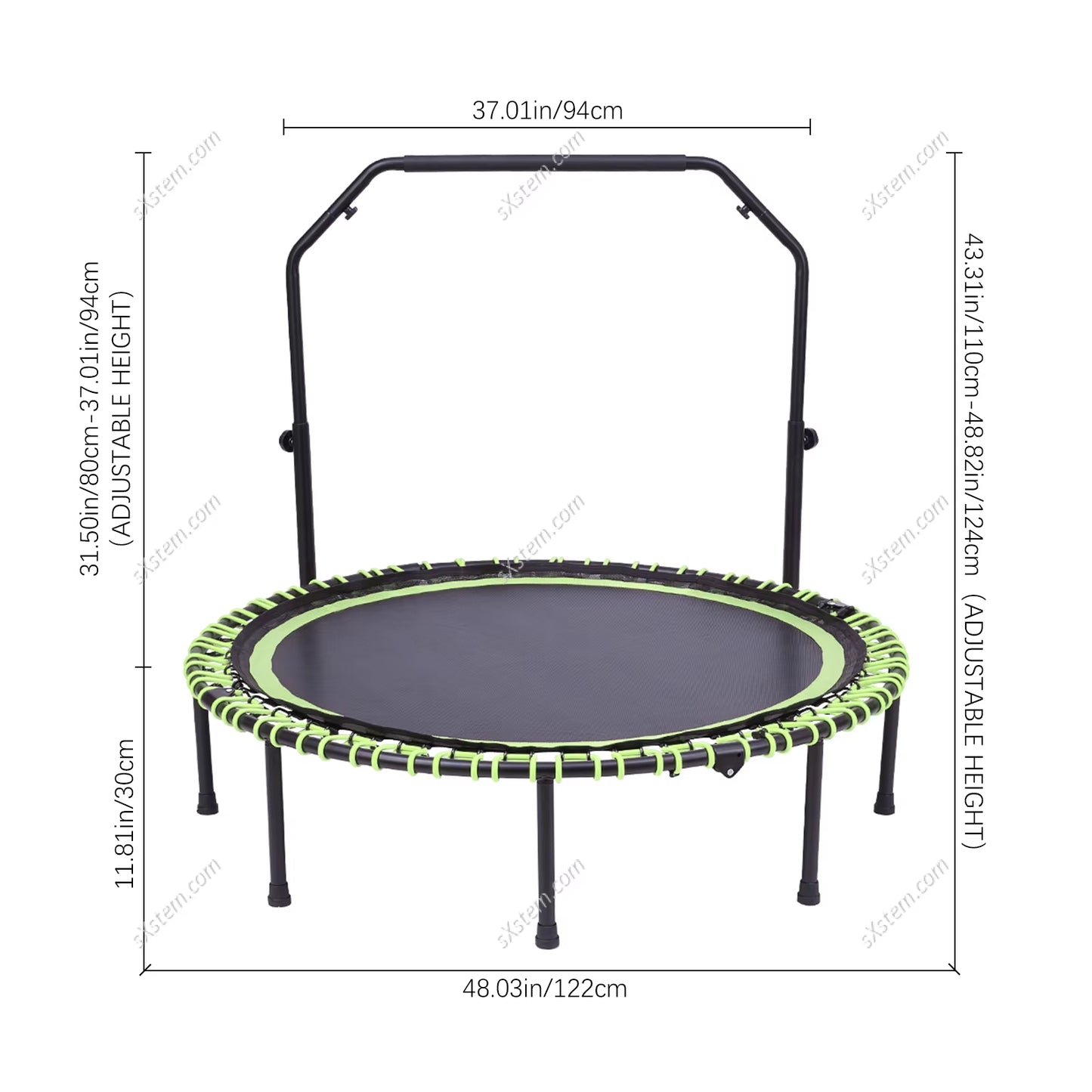 Foldable Fitness Trampoline with T-Bar | High-Elastic Bouncing Bed for Home Workouts