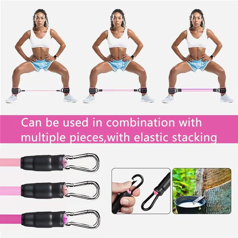 Resistance Band Set with Ankle Straps - Elastic Exercise Bands for Gym, Yoga, and Fitness | Unisex Workout Equipment