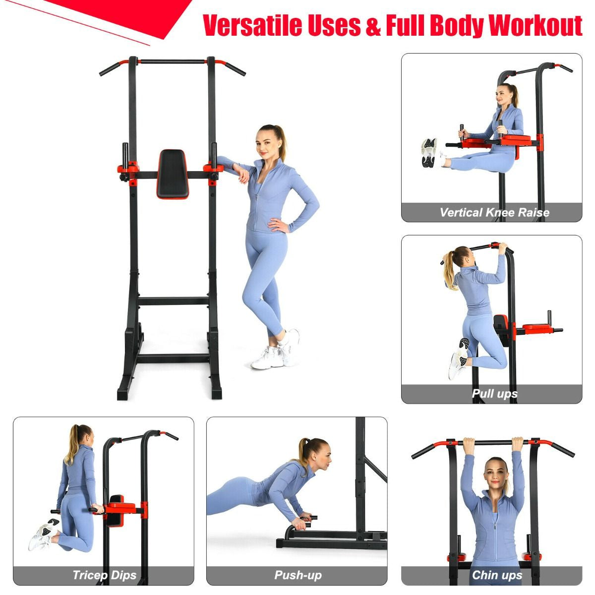 Multi-Function Power Tower Dip Station for Full-Body Workout - Home Gym Equipment