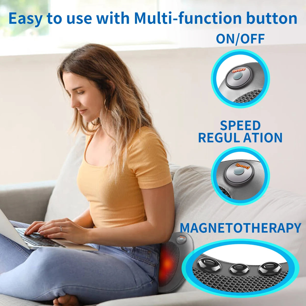 Electric Heated Massage Pillow – Neck, Shoulder & Back Relaxation with Infrared Therapy & Kneading