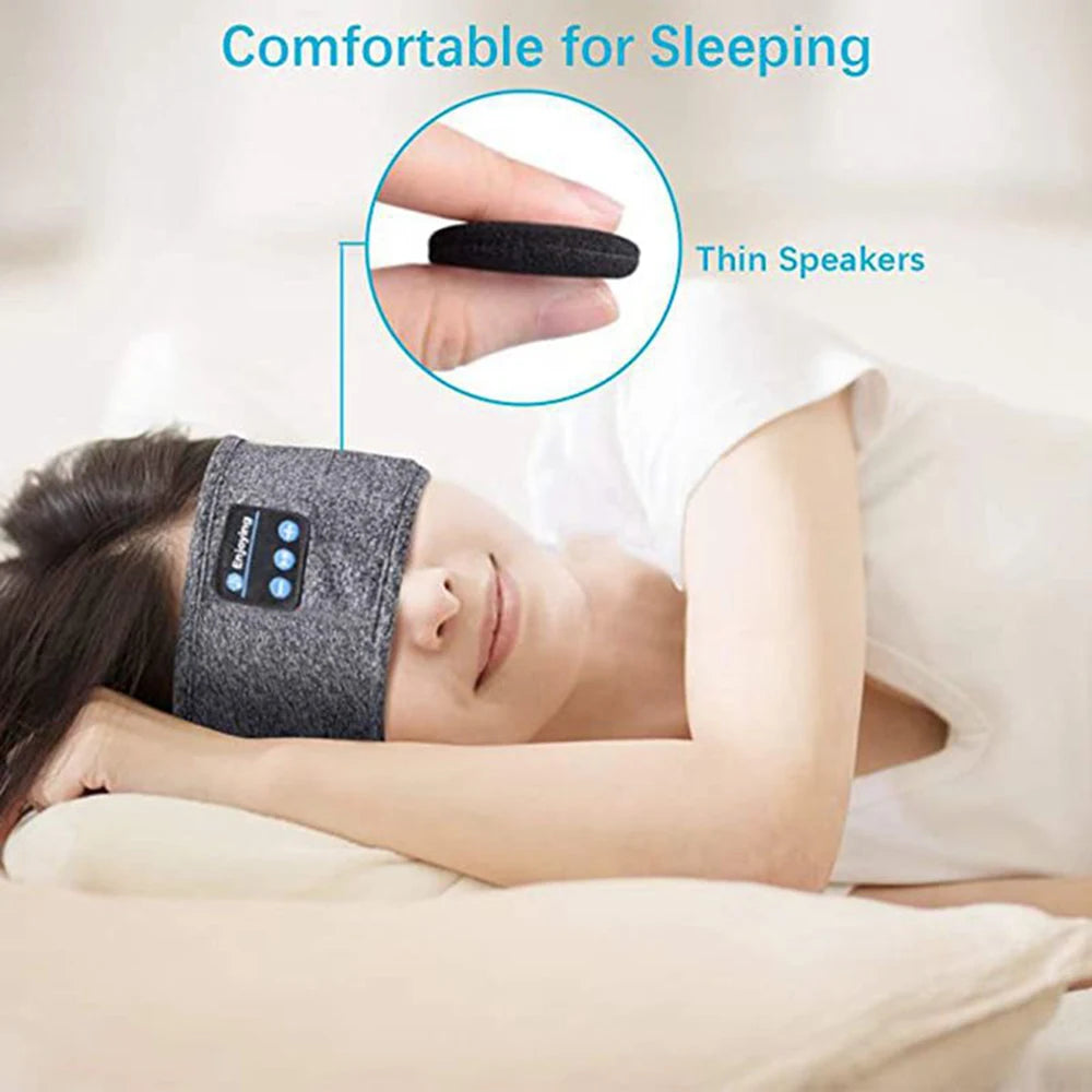 Bluetooth Sports Sleeping Headband: Wireless Music Eye Mask & Elastic Earphones Headset